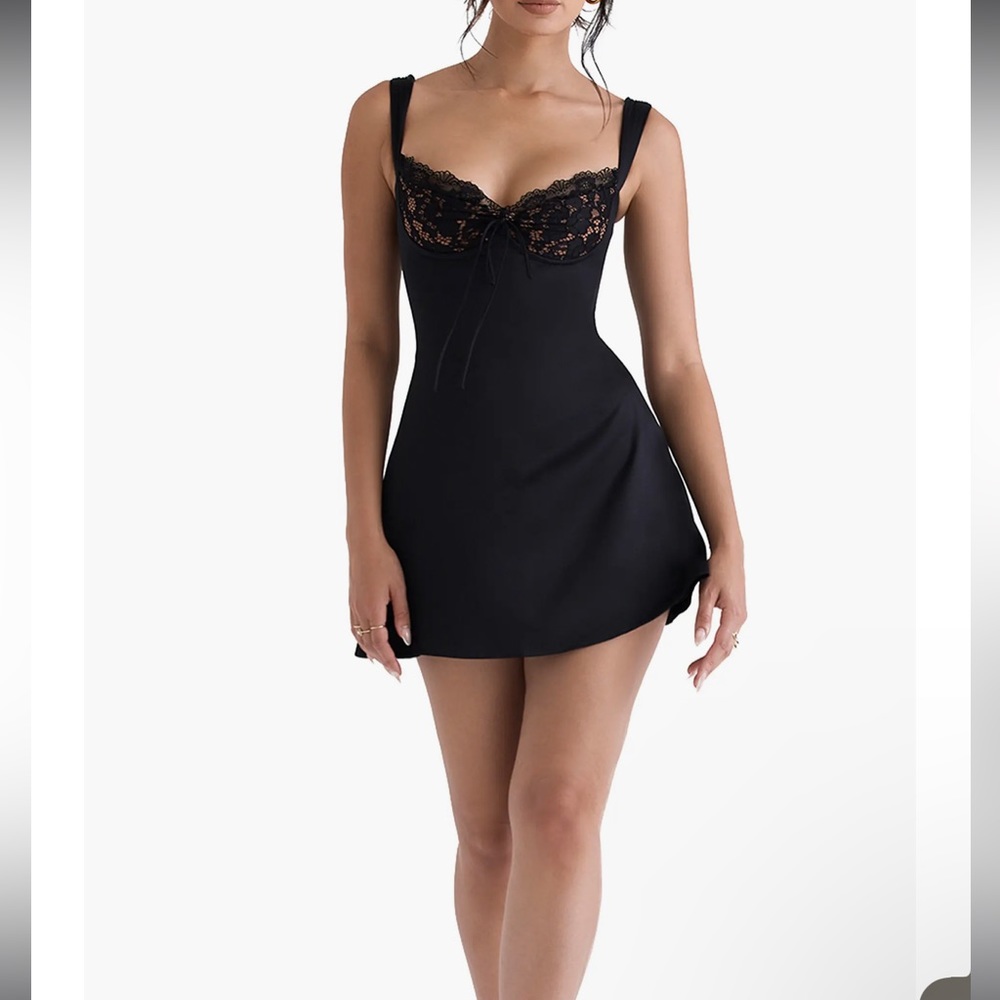 House Of CB Adriana Lace Inset Satin Minidress ( READ DESCRIPTION!)